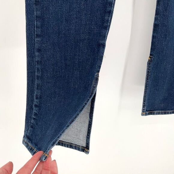 Anthropologie Pilcro The Split Straight Jeans Dark Wash Ultra High Rise Women 30 - Picture 2 of 11